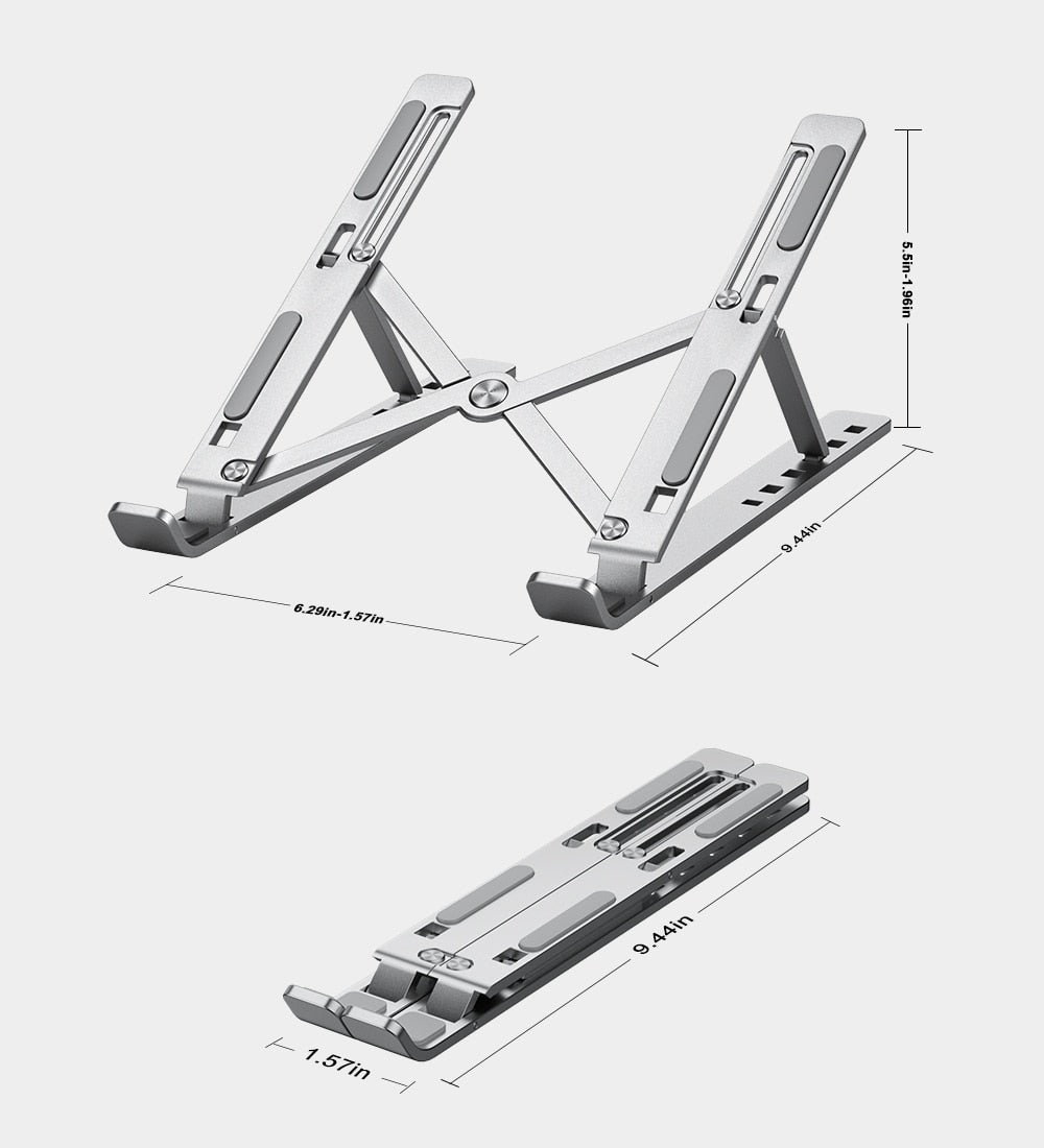 Suporte de alumínio portátil para notebook, tablet e celular