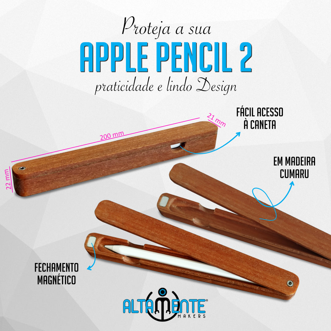 Case de Madeira Cumaru para Caneta Apple Pencil 2