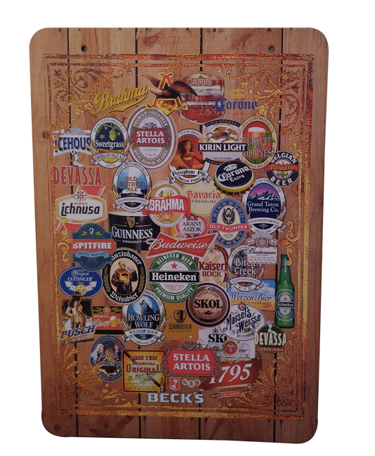 PLACA DECORATIVA - RÓTULOS DE CERVEJA