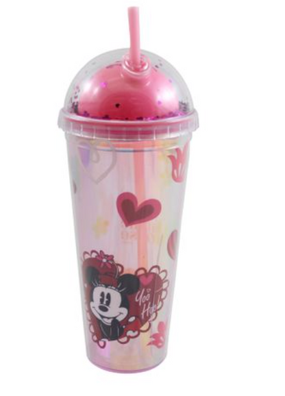 COPO CANUDO HOLOGRAFICO MINNIE CORAÇÃO