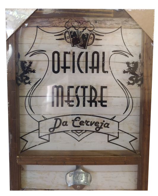PORTA TAMPINHA CERVEJA COM ABRIDOR - OFICIAL MESTRE DA CERVEJA
